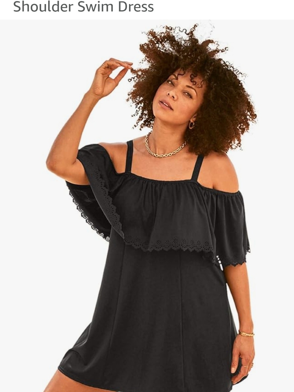 Swimsuits For All Black Swim Dress with Adjustable Straps
